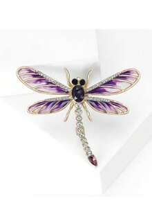 Unisex Vintage Libelle Emaille Brosche mit Strass, Anstecknadel für Anzug, Kleid und Mantel - Libelle - Übersicht 10
