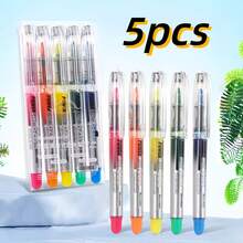 5pcs Single Tip Fluorescent Marker Pen Set, Direct Liquid Colorful Highlighter Pens For Journaling, Office, Marking And Note-Taking - 5 Pieces/set - View 1