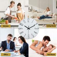 Constantplanet 12 Inch White Wall Clock With Black 3D Numbers, Silent Quartz Decorative Clock, Creative Hollow Round Wall Clock, Suitable For Living Room, Home, Office, School Decoration, Holiday Gift (Battery Not Included) - MX015 - View 5