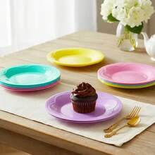 Pastry Plate 50 Pieces 5 Assorted Colors Plastic - Multicolor - View 2