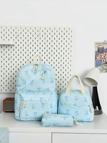 1 Set Tas Ransel Sekolah - Tas Ransel Kapasitas Besar Motif Pita + Tas Bekal + Tempat Pensil, Set Multi-Piece, Dengan Kompartemen Laptop, Tas Ransel Nilon Tahan Lama, Tas Ransel dengan Tali Bahu yang Dapat Diatur - Tas Ritsleting Ringan dan Portabel, Cocok Untuk Pelajar/Remaja/Lulusan, Sempurna Untuk Aktivitas Luar Ruangan/Perjalanan/Sekolah Menengah Pertama/Sekolah Menengah Atas/Perguruan Tinggi, Tas Ransel Penting untuk Kuliah - Beraneka warna - View 16