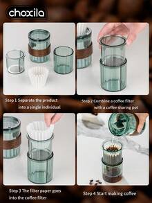 choxila 1 Set Three In One Coffee Set, Including Coffee Filter Paper, Suitable For Brewing 1-2 Cups Of Coffee, Suitable For Office And Home Hand Brewed Coffee Set, Including Coffee Pot, Coffee Filter Cup, Coffee Sharing Pot And Coffee Filter Paper, Portable - 3 In 1 Coffee Maker - View 2