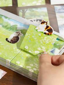 90 Hojas de Notas Adhesivas Retro de Gato Adecuadas para la Oficina - Bloc de Notas Adhesivas con Páginas de Cuadrícula de Gatitos, Diseño Lindo de Gatitos, Regalo para Amantes de Gatos, Decoración de Escritorio - Multicolor - Ver 7