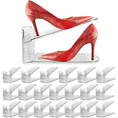 Yes! Fresh Organizador de ranuras para zapatos, apilador de zapatos estilo boutique para un par de zapatos, zapatero separable para organización de clóset, 3 zapateros estrechos ajustables