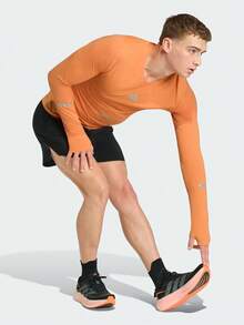 Adidas Men's Adi365 LS M Long Sleeve T-Shirt, Woven Collarless Long T, A2441 - Orange - View 6