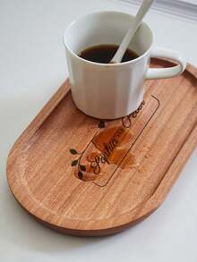 1pc Personalized Customized Food Tray, Customized Walnut Wood Japanese Style Wooden Tray Rectangular Plate Tableware Dish Coffee Small Tray Dessert Plate, Home Wooden Tea Tray, Chinese Snack Cup Plate, Cake Dessert Plate, Solid Wood Breakfast Plate Personalized Customized Kitchen Outdoor Party Home Supplies - Multicolor - View 4