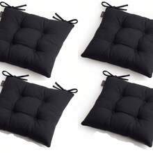 4-Piece Premium Luxury Chair Cushion Set – Soft Filled Comfortable Seat Pads, Non-Slip Base Stylish Design, For Kitchen & Dining Room Chairs - Hitam - View 2