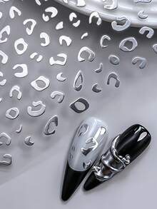 6 Blatt 3D metallische Linien Nagelaufkleber abstrakte silberne Dornen Ranke Kurve Streifen Linien Wirbel Stern Leopard Slider Maniküre Klebe Nagelkunst Aufkleber DIY Y2K Nagelkunst Dekorationen - Silber - Übersicht 6