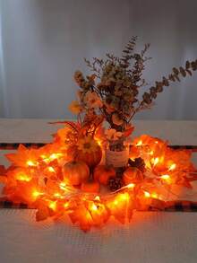 Fall Decorations For Home Maple Leaf Pumpkin Lights LED Battery Operated 3D Maple Leaves Garland String Light For Mantel Porch Indoor Outdoor Halloween Thanksgiving Decor - Multicolor - View 8