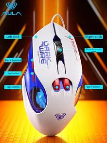 AULA S55 Wired Gaming Mouse Mechanical Style Ergonomic Design 7200DPI Breathing Light RGB Gaming Grade Computer Mouse Laptop Mac Original AULA Wired Mouse - View 6