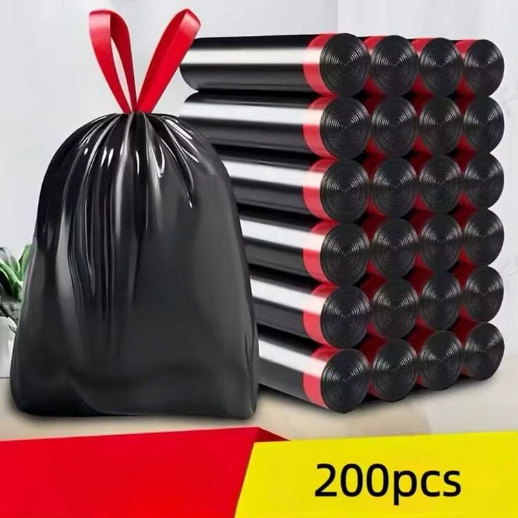 200/100pcs Thick Leak-Proof Drawstring Trash Bags, Suitable For Home, Office, Kitchen, Bathroom, Outdoor, Commercial Use - Compatible With Trash Cans And Waste Bins, Kitchen Waste Disposal, Secure Drawstring Closure - A - View 12
