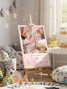 1 Stück personalisierter Foto- & Text-Leinwanddruck, personalisierte Leinwandkunst, individuelles Leinwandposter, Baby-Geburtsinformationen Leinwandmalerei, anpassbarer Name, anpassbarer Text, Kinderzimmer Wanddekoration, Wandbehang, Tischornament, Schreibtischdekoration, Babyparty Geschenk, Gender Reveal Party Geschenk, Taufe Geschenk, 1. Geburtstag Geschenk, Geburtstagsgeschenk, Baby Mädchen Geschenk - Stil 3 - Übersicht 5