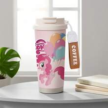 Miniso Taza de café aislada con diseño de My Little Pony Pinkie Pie, con correa para la muñeca, taza de viaje de acero inoxidable de doble bebida para desplazamientos, camping & uso diario - Multicolor - Ver 5
