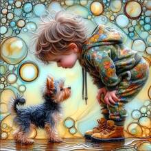 1pc [30*30cm/11.8*11.8in][40*40cm/15.7*15.7in]5D Acrylic Diamond Painting Kit, Boy And Dog Pattern, Suitable For Adult Beginners DIY Mosaic Diamond Art, Full Drill Handmade Self-Design DIY Diamond Painting, Applicable For Living Room, Bedroom, Office Wall Decoration Hanging Painting, Surprise Home Decor Gift For Family And Friends - No Frame - View 8