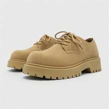 Men's Formal Shoes Four Seasons Low-Top Derby Shoes, Men's Retro Work Shoes Thick Sole Height-Increasing Versatile Shoes, - Khaki - View 8