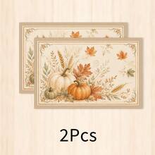 1pc Pumpkin Pattern Placemat, Breakfast Mat, Coffee Mat, Cup Mat, Bowl Mat, Home Kitchen Decor Accessory, Easy To Clean Placemat, Suitable For Home, Restaurant, Restaurant Decor, Holiday Gift, Gift For Friends, Multi-Piece Set - Multicolor - View 14