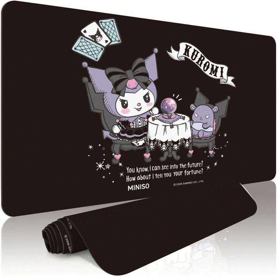 Kuromi Tarot Fortune Extended Gaming Mouse Pad, Solid Black Base Sanrio Dark Magic Cartoon Character Large Soft Mouse Pad For Bedroom Study Office Daily Use - A - View 1