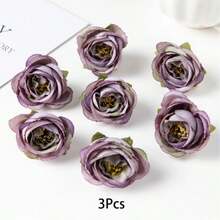 3 Pcs Artificial Roses, Suitable For Wedding Party Decoration, Cake Decoration, Home Living Room Dining Table Decoration, Fake Plants, Autumn Decoration, Room Decoration, Desk Decoration, Garden Decoration And More. - Multicolor - View 13