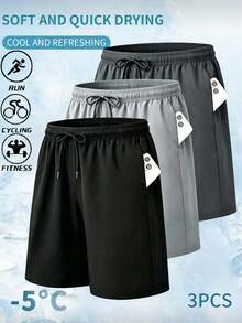 3 calções desportivos para homem, adequados para fitness, corrida ao ar livre, festa casual na praia e uso exterior - Multicolorido - Ver 2