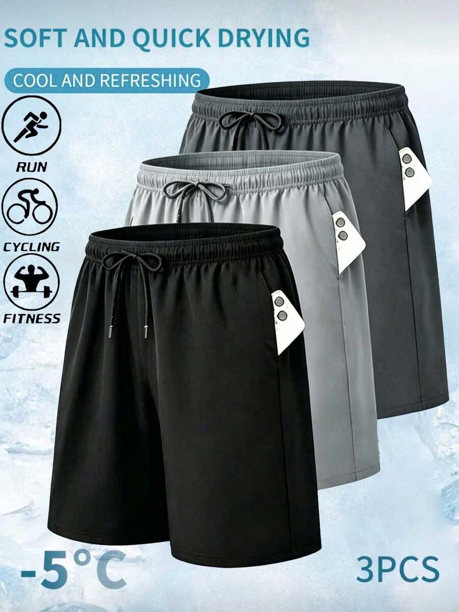 3 calções desportivos para homem, adequados para fitness, corrida ao ar livre, festa casual na praia e uso exterior