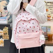 LECEY Mochila de gran capacidad con diseño de cremallera a rayas - Rosa - Ver 4