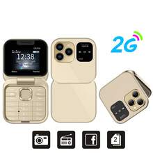SERVO I16 Pro 2G Mini Flip Phone, Dual SIM Standby, Call Recording, Quick Dial, FM Radio, 1.77-Inch Screen, Foldable Phone - Gold - View 14