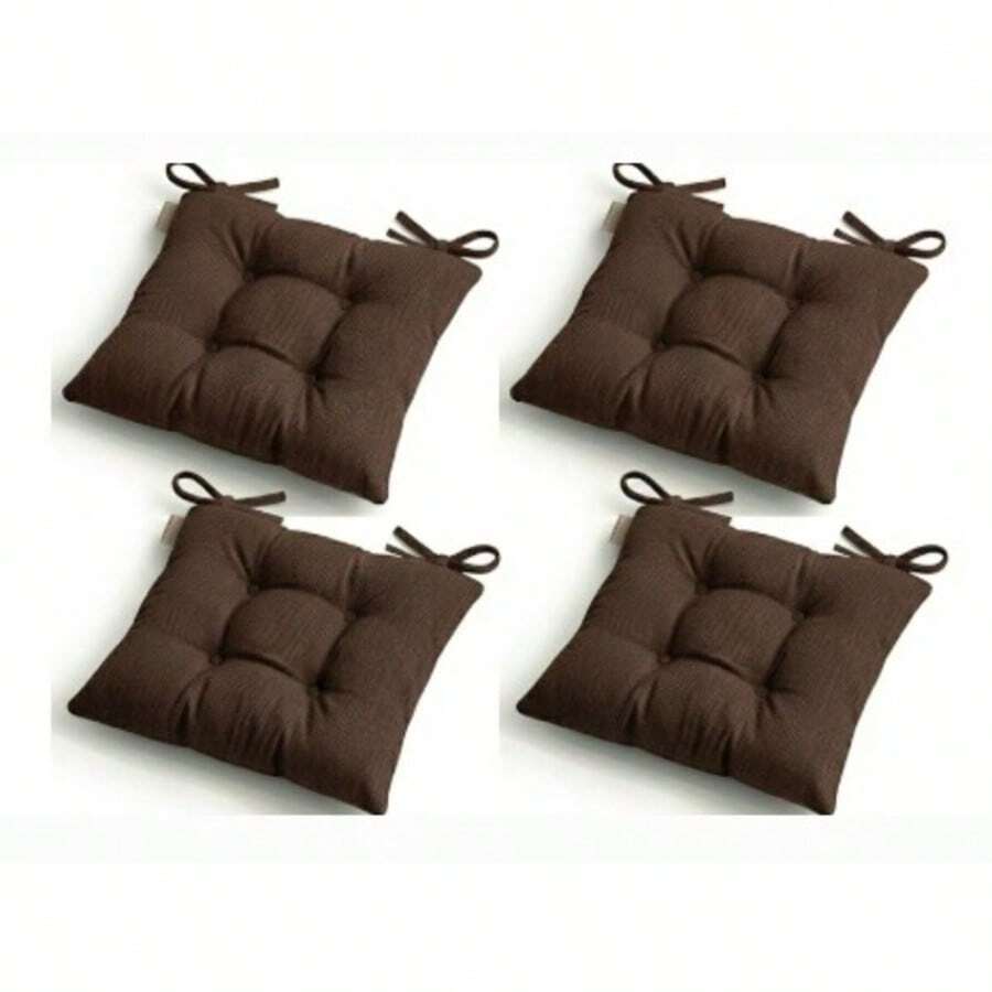 4-Piece Premium Luxury Chair Cushion Set – Soft Filled Comfortable Seat Pads, Non-Slip Base Stylish Design, For Kitchen & Dining Room Chairs - Mocha Brown - View 1