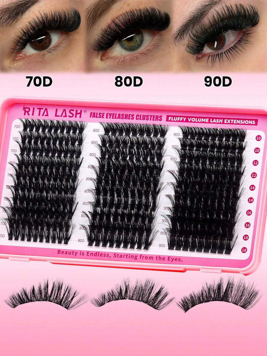 RITALASH 280pcs D Curl Individual False Cluster DIY Eyelashws Individual Lashes Mixed Tray Lash Clusters Extensions DIY Lashes At Home For Beginners - D - View 1