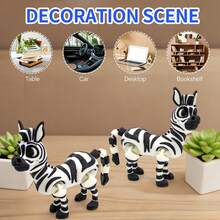 Cartoon Movable Zebra Figurine 3D Printed Jointed Doll African Wildlife Desktop Decor Ornament Fun Collectible Birthday Gift - 彩色 - 查看 8