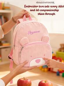 Personalized Corduroy Backpack With A Bear Accent, Breathable Backpack Designed For Women, Making It An Ideal Choice For Back-To-School - Multicolor - View 9