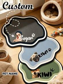 1pc Customized Super Absorbent Dog Food Mat, Can Print Name, Personalized Pet Food Mat, Personalized Dog Mat (Using Pet Name), Personalized Dog Feeding Mat, Customized Dog Bowl Mat, Customized Dog Food Mat (Can Print Name) - Made Of Thick, Non-Slip, Absorbent Diatomaceous Earth Material, It's The Perfect Gift For Your Beloved Pet. - Multicolor - View 1