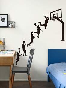 1pc Cartoon Decorative Wall Sticker, Funny Expression Decor Sticker, Cute Cat And Butterfly, Basketball Slow Motion Silhouette, Panda, PVC Self-Adhesive Removable Wall Sticker, Suitable For Bedroom, Living Room, Study, Dining Room, Bathroom, Home Wall Decoration, Etc. - Multicolor - View 12