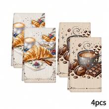 2/4/6pcs Set, Dish Towel, Kitchen Towel, Coffee Croissant Chocolate Pattern Printed Tea Towel, Dish Cloth, Cleaning Cloth, 40cm*60cm Soft Absorbent Drying Cloth, Kitchen Decor, Table Decor, Home Goods, Used For Kitchen Wiping Cookware Or Holiday Gift, Gift For Mom, Housewarming Gift, Reusable Kitchen Cleaning Cloth - Multicolor - View 15