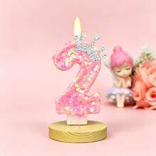 Vela de Número con Brillo Tema Oceánico Creativo (Pieza Única, Números Opcionales 0–9): Disponible en Estilos Azul o Rosa, Decorada con Estrellas de Mar, Conchas, Corona de Strass y Elementos de Sirena o Subacuáticos. Diseño sin Humo, Adecuado para Aniversario de Pareja, Fiesta de 18 Años de Niñas, Baby Shower y Celebración con Tema de Playa de Verano. - Ver 27