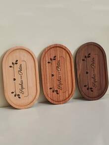 1pc Personalized Customized Food Tray, Customized Walnut Wood Japanese Style Wooden Tray Rectangular Plate Tableware Dish Coffee Small Tray Dessert Plate, Home Wooden Tea Tray, Chinese Snack Cup Plate, Cake Dessert Plate, Solid Wood Breakfast Plate Personalized Customized Kitchen Outdoor Party Home Supplies - Multicolor - View 2