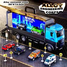 Juguete de camión de transporte de aleación fundida con caja de almacenamiento y lanzador con resorte, juego de transporte deslizante para niños - Multicolor - Ver 11