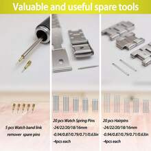 58pcs Luxury Professional Watch Repair Tool Set, Includes Watch Opener, Base Pins, Hammer, Spring Bars, Chain Saw, Watch Band Spring Bars, Chain Accessories, Ideal Gift For Watch Enthusiasts. - Watch Repair Tool Kit - View 7