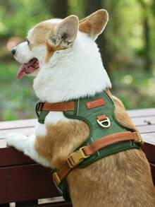 重型战术狗背带套装，适用于大型犬，可调节防拉宠物胸带，反光服务训练易控制狗背心 - 彩色 - 查看 12