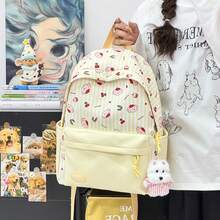 LECEY Mochila de gran capacidad con estampado de dibujos animados a rayas - Amarillo - Ver 5