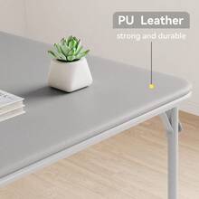 Techigher Folding Table And Chairs Set, Portable Dining Card Set With PU Upholstered Chairs & Metal Frame For Home Office Camping Space-Saving - Gray - 查看 5