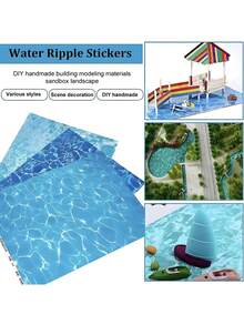 3-Color Random Shipment Wavy Pattern Water Surface Sticker, Suitable For Miniature Landscape Water Scenery, Large Architectural Models, Garden Fountain Simulation Props, Dollhouse Beach And Lake Scene Miniature Models - Multicolor - View 6