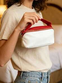 Fashionable Portable Cosmetic Storage Bag, Dust-Proof Lightweight Toiletry Bag, Suitable For Daily Carry And Travel, Exquisite Gift For Her, SHISEIDO-GIFT-7 Makeup Bag - Red - View 2