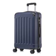 YONSLY Hard Shell Suitcase 16/20/24/28 Inches With 4 360° Wheels Sturdy Double Zipper Combination Lock Mesh Pocket Soft Rubber Handle Travel Suitcase - 深藍 - 查看 1