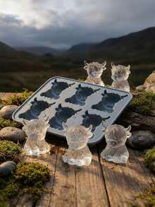 1pc 6-Cavity Highland Cow Silicone Ice Cube Mold, Soft And Easy To Demold, Can Make Ice Cubes And Chocolate, Suitable For Various Drinks, Perfect For Parties, Camping, Exquisite Room Decor, Practical Holiday Gift - Multicolor - View 3