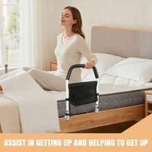 7Sevenjokers Black Bed Rails With Storage Pockets And Non-Slip Handles; Anti-Fall Handrails Suitable For The Elderly, Pregnant Women And People With Disabilities; Sturdy And Durable Security Rails For Use At The Side Of A Bed At Home - Black - View 5