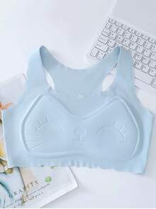 5 piezas/Set Ropa interior para niñas en pubertad con copa fija, diseño delgado sin aros, cobertura completa, top de una pieza ligero, ropa interior de verano para estudiantes - Multicolor - Ver 7