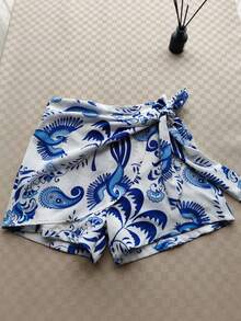 Women's Solid Color Shorts - Bird Blue 2 - View 1