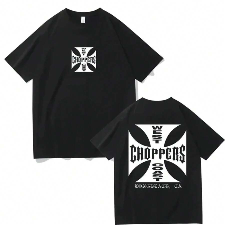 Summer Fashion T Shirt Women Men Cotton West Coast Choppers Print T-Shirt Casual Short Sleeve O-Neck Tshirt Vintage Clothing Tee ID5D - Black - View 1