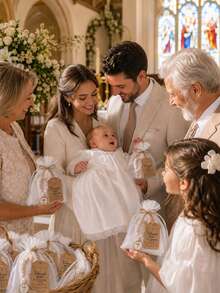 10/20 Sets Christian Cross Keychain Baptism Favors, Includes Thank You Cards And Organza Bags, Baby Baptism Party Gifts And Decorations - Round - View 6