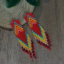 AHAYA Bohemian Handmade Glass Beaded Geometric Tassel Dangle Earrings, Casual Versatile Accessory For Daily Wear And Vacation, Holiday Gift For Women - Geometry - View 4